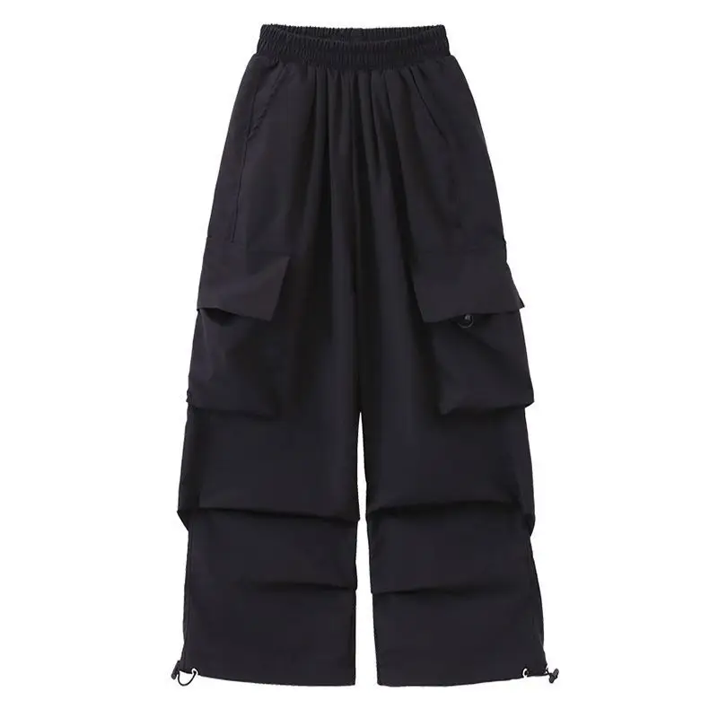 2025 남아 여아 스트릿 댄스 힙합 스타일 작업 바지 여름 중대형 아동 캐주얼 루즈핏 밴딩 바지