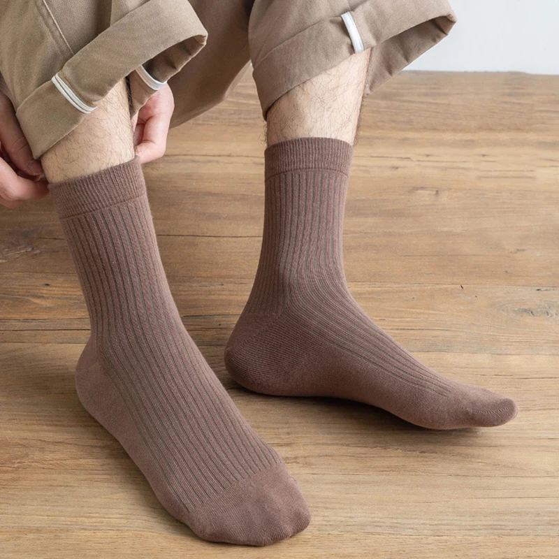 LKWDer-Chaussettes rétro en coton pour hommes, Chaussettes de Noël mignonnes pour hommes, Chaussettes monochromes respirantes, Antifavorable, Nouvelle mode