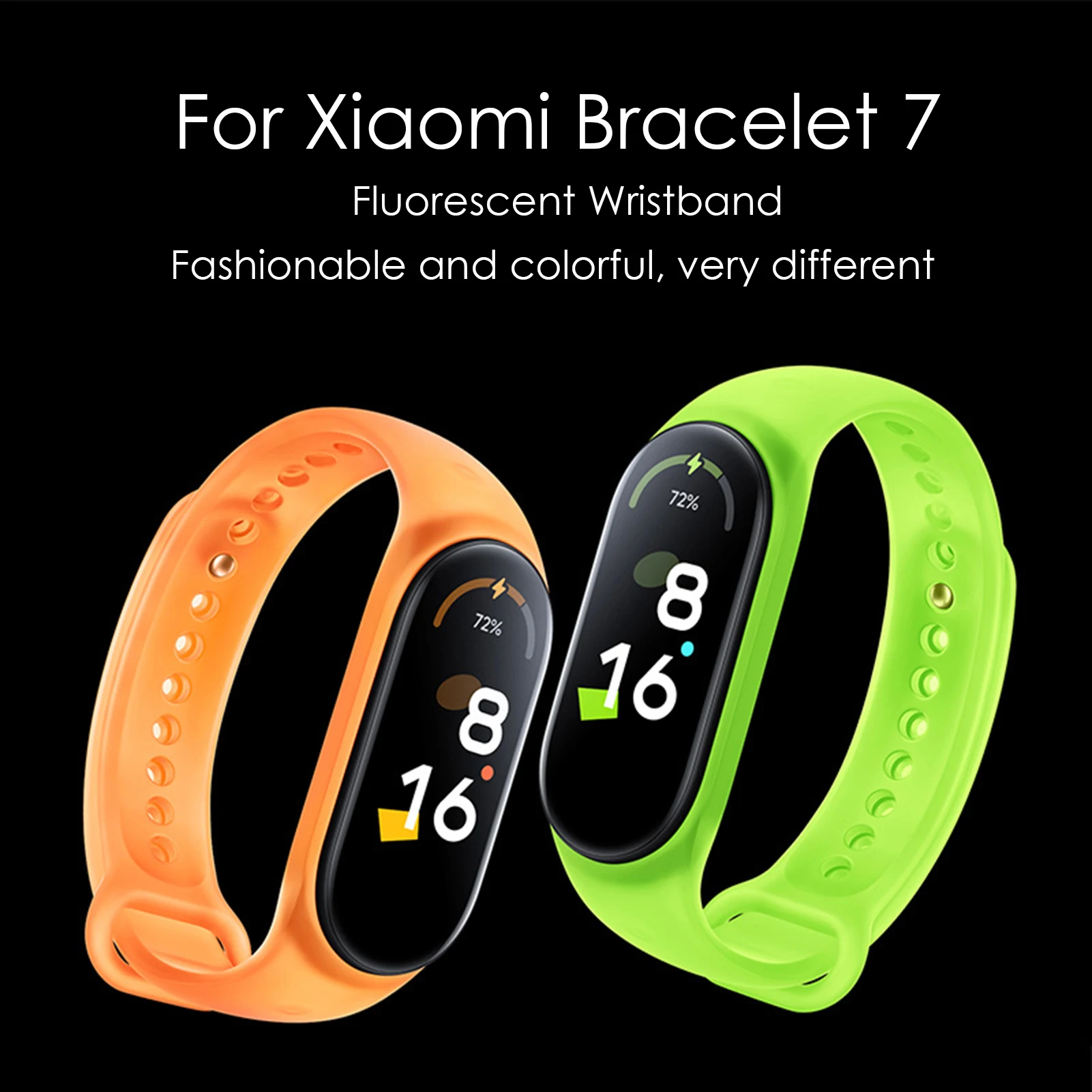 Сменный Браслет для смарт-часов Xiaomi Mi Band 5, 6/7, из термопластичного полиуретана (TPU), водонепроницаемый, флуоресцентный, зеленый, оранжевый