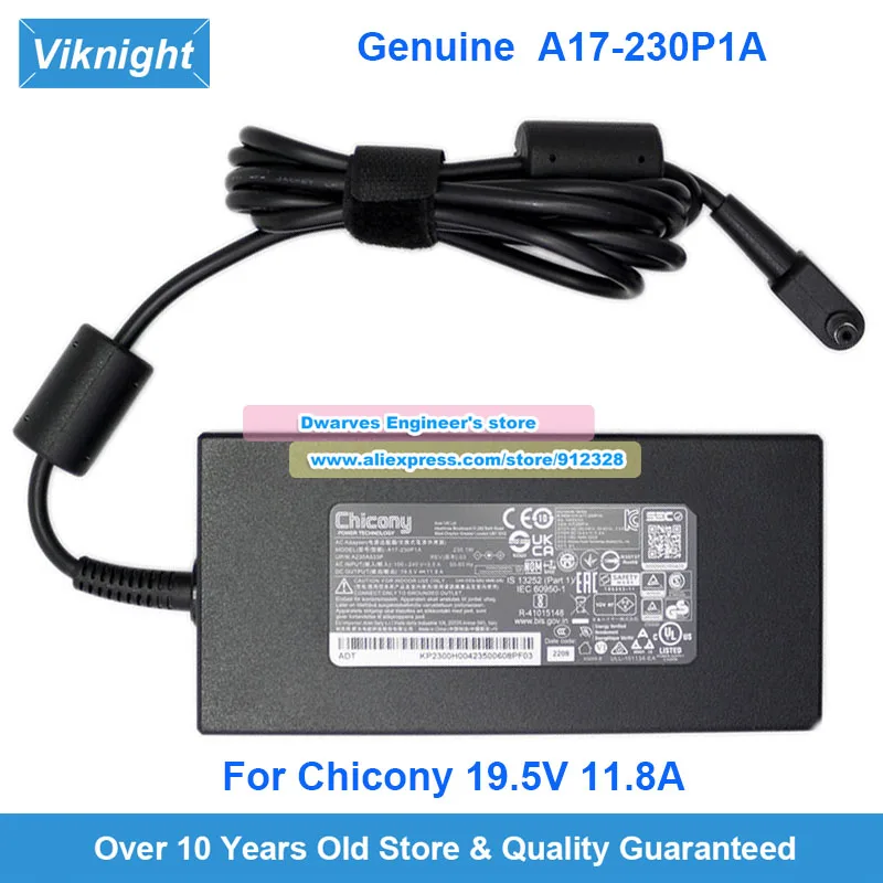 Genuine 19.5V 11.8A 230W AC Adapter Chicony A17-230P1A for Acer Nitro 5 N22C1 N20C3 Predator Helios 300 AN16-41 5.5x1.7mm