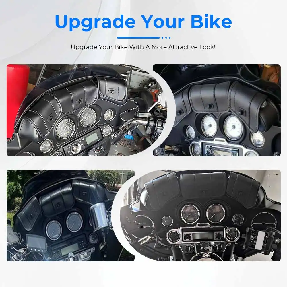 For Harley 1996-2013 Electra Street Glide Touring Bike 1PCS Black Three-Pocket Fairing Pouch Windshield Bag Motorcycle Accessory