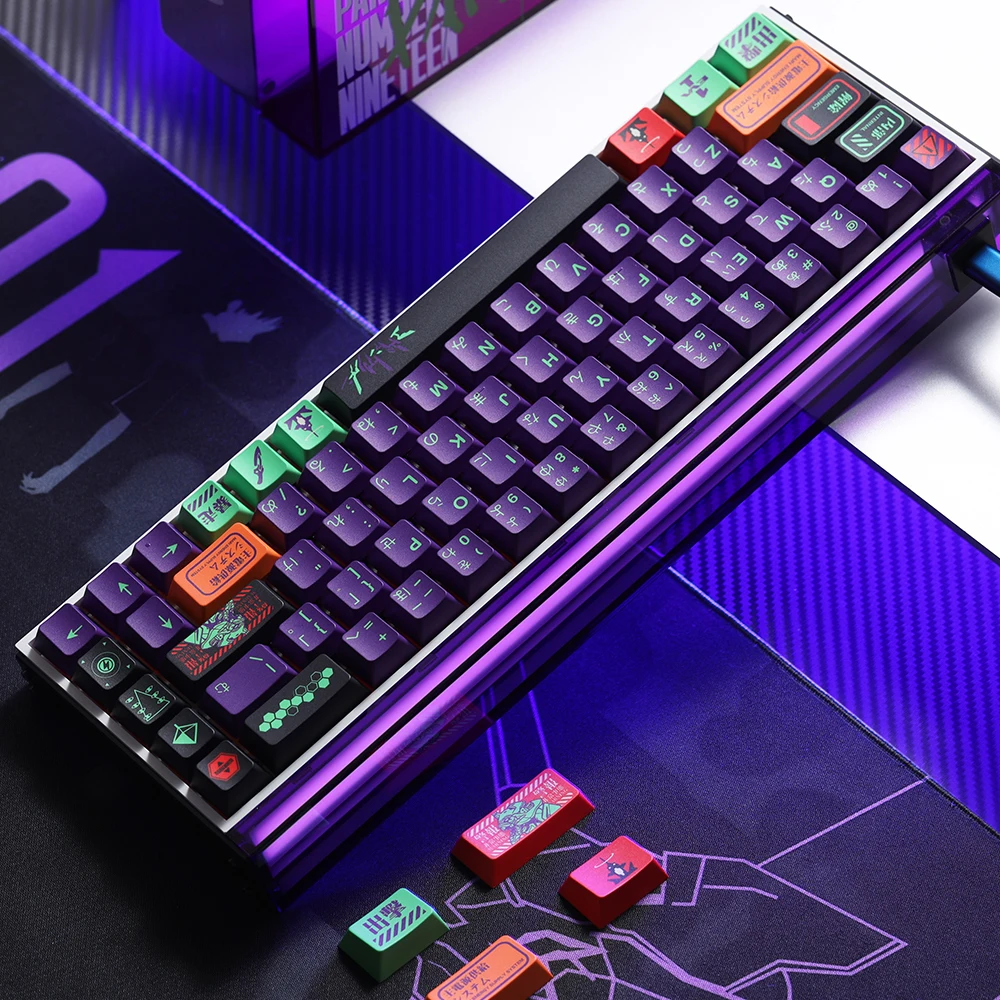 FBB Keycaps EVA Japanese Anime Purple Theme For Mechanical Keyboard Cherry Profile 61/68/84/87/96/100/104/108 key Caps 1.7mm view 4