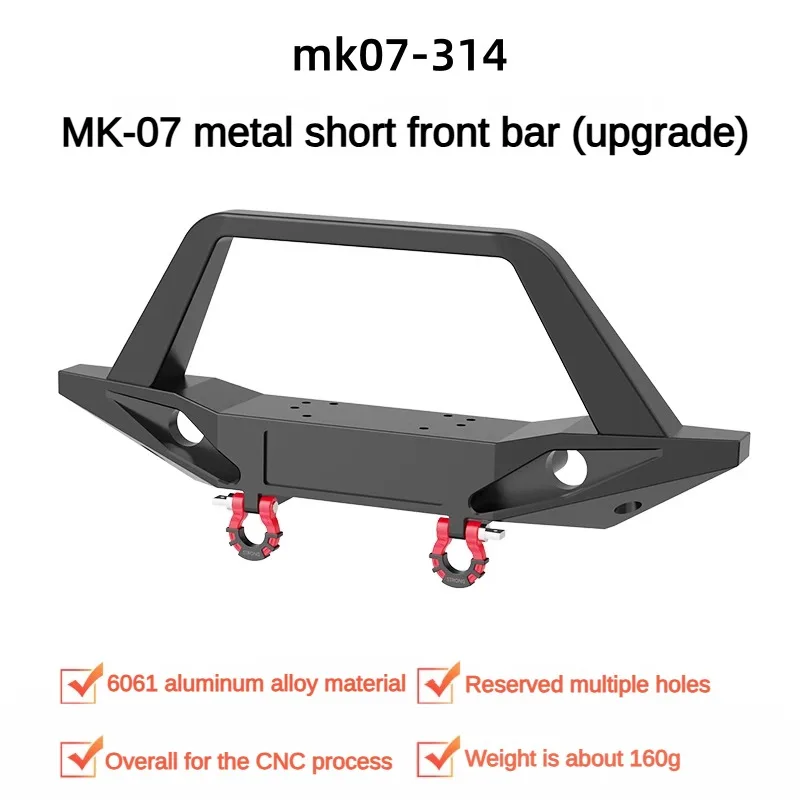 CNC Short Front Bumper RC Car Accessories MK07 Upgrade Parts 6061 Aluminum Alloy Suitable for Climbing Car RLAARLO