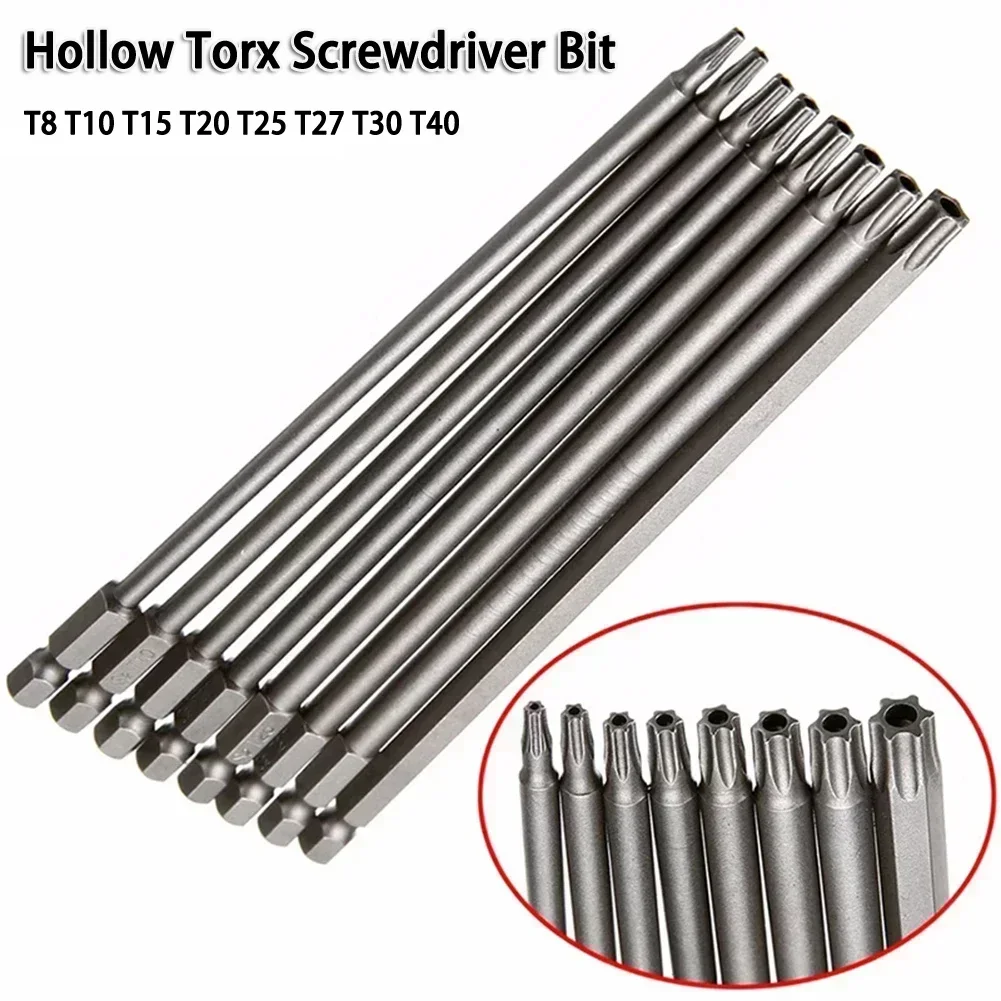 1Pc 200mm Long T8-T40 Magnetic Torx Screwdriver Bits Set Electric Screwdriver Head T8,, T15, T20, T25, T27, T30, T40