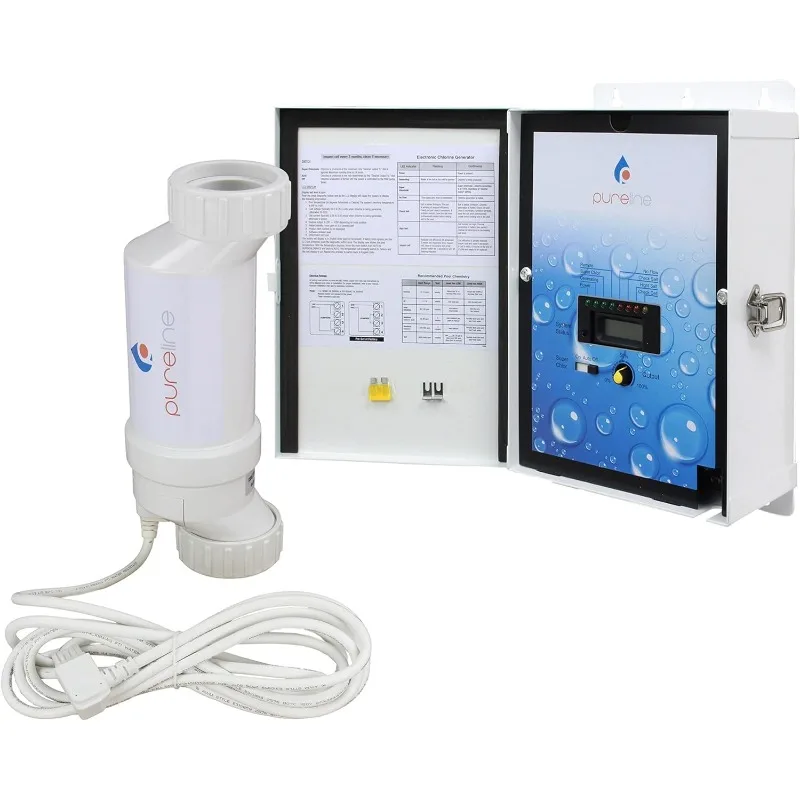 Pureline Crystal Pure Salt System, PL7700, Universal Pool Salt Chlorination System, Includes Control Panel, Salt Cell, 40,000 Ga