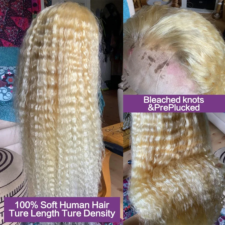 613 Honey Blonde Water Curly HD Transparent Lace Frontal Wig Brazilian Remy Color 13x4 13x6 Loose Deep Wave Front Human Hair Wig