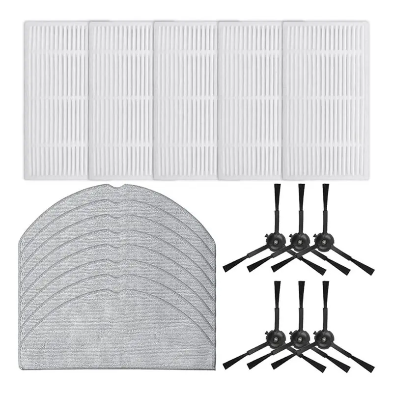 AC93-Vacuum Parts Kit For Tapo RV30 Max Plus And RV20 Max Plus With 5 Filters, 8 Mop Cloths And 6 Nylon Side Brushes