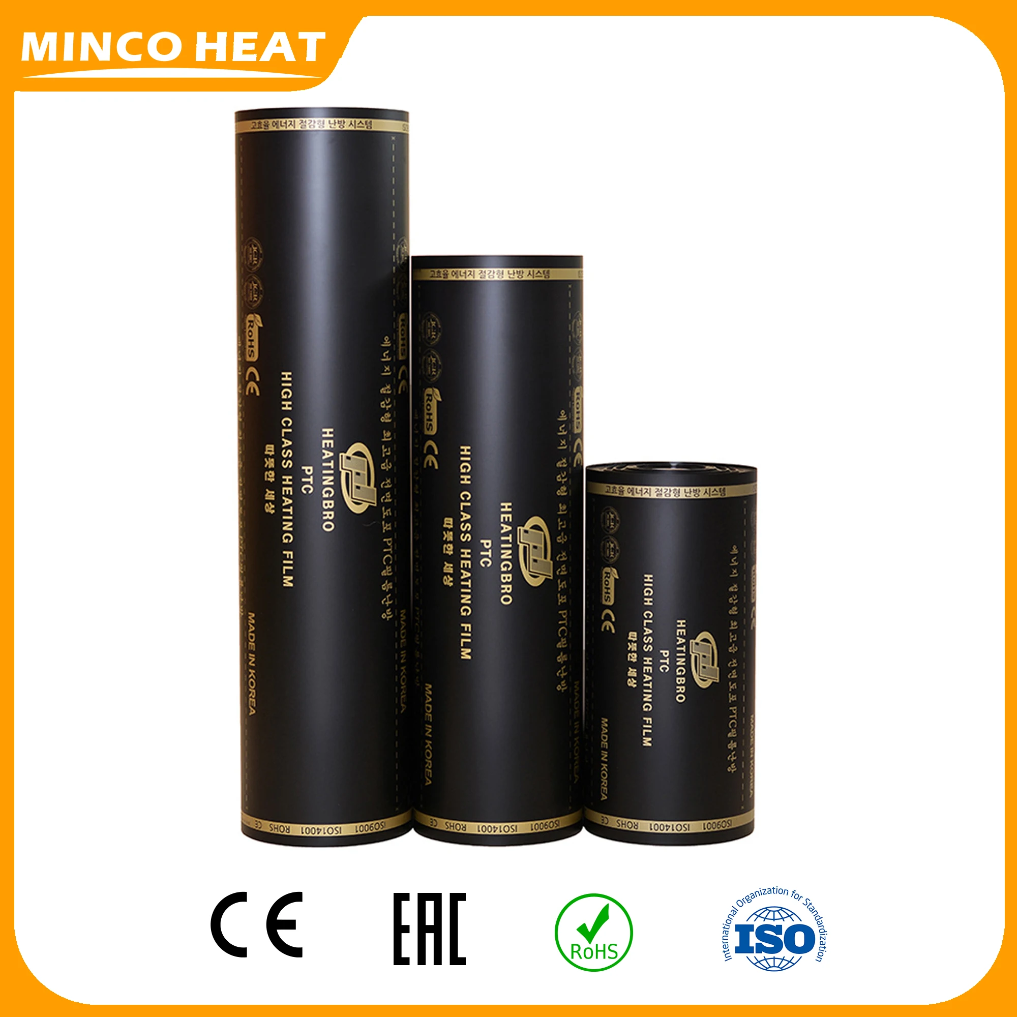 

Minco Heat 50cm Width AC220V 240w/m2 Graphene PTC Infrared Underfloor Heating Film For Electric Warm Floor Mat Made in Korea