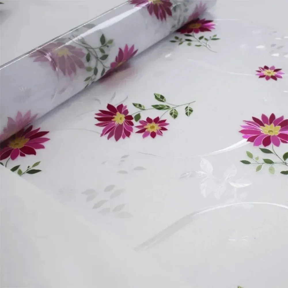 Purple Chrysanthemum Static Cling Privacy Film, No Adhesive Reusable Glass Sticker Light Blocking Window Tint for Home & Office