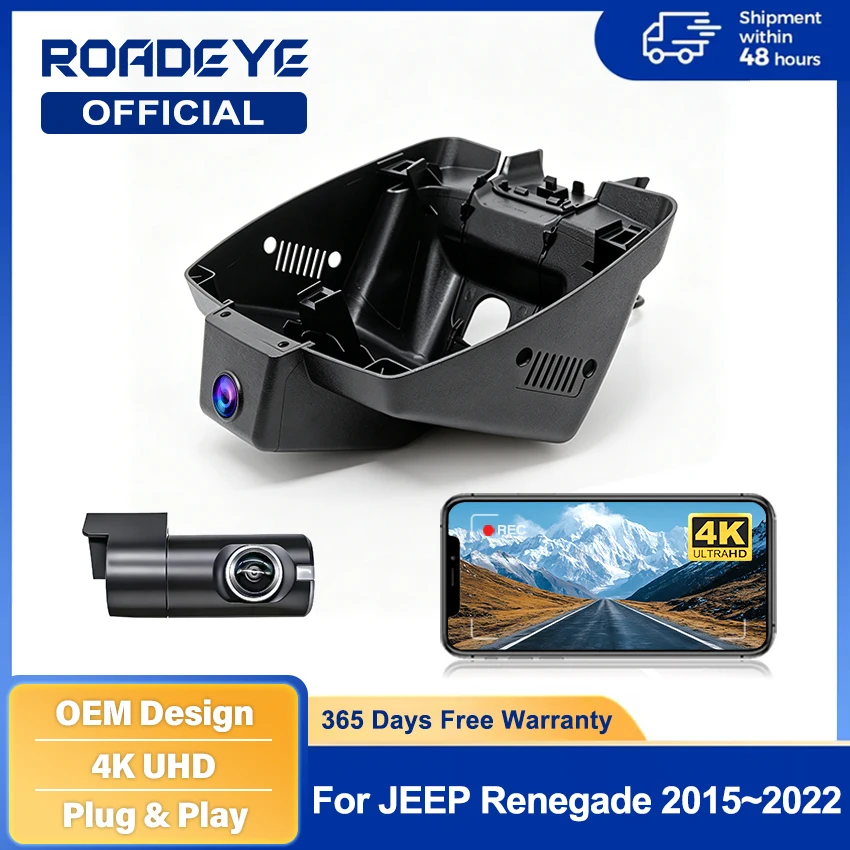 4K 2160P Plug and Play Car DVR Video Recorder WiFi Dash Cam Camera for Jeep Renegade Dodge Chrysler 2014 2015 2016 2017 2018