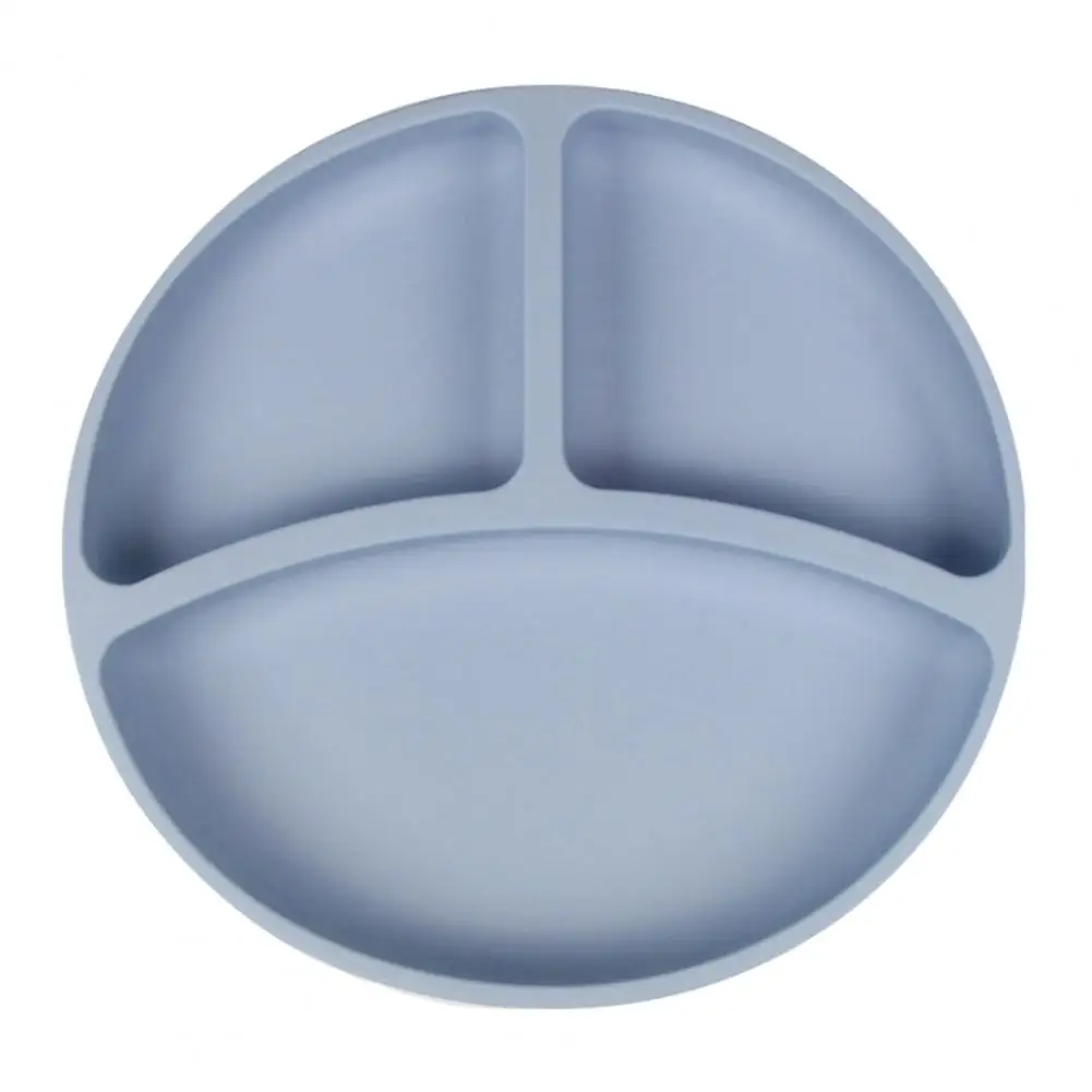 Silicone Toddler Plate Baby Split Suction Cup Plate Silicone Baby Feeding Set with Divided Suction Plate Toddler Spoon for Baby