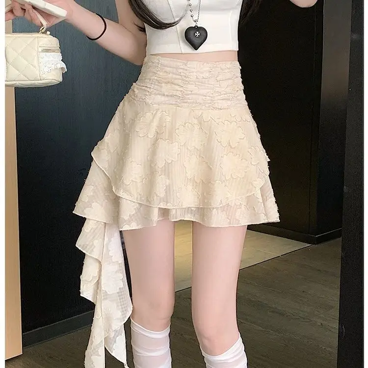 

Японская нерегулярная юбка с листьями лотоса Xemia, летняя модная кружевная праздничная юбка с новой волной