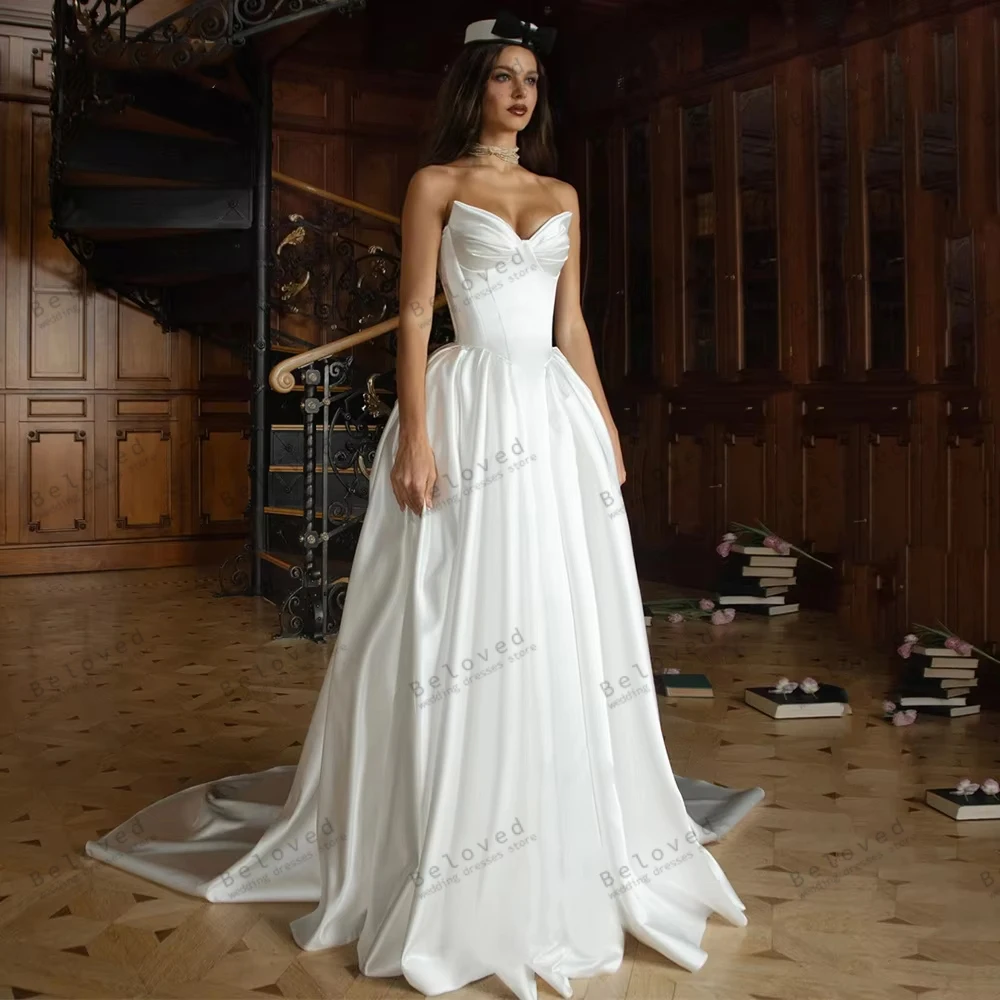 

Изящные свадебные платья из атласа, классические свадебные наряды А-силуэта в пол для торжественных мероприятий, Vestidos De Novia, на заказ, 2026