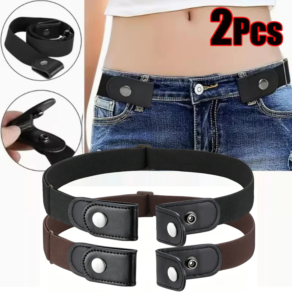 Traceless Invisible Elastic Belt Women's Elastic Canvas Buckle-Free Belt Men's Adjustable Waist Band Jeans Pants Dress Belt