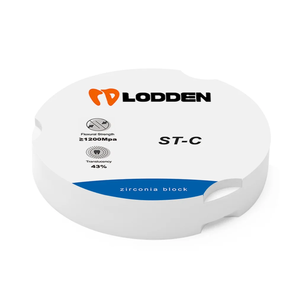 LODDEN Dental Zirconia Blocks, Lab Material Odontologia Ferramentas, Vita16 e BL1-4 Color para CAD CAM System, ST-C, 43% Translucidez, 95x20mm