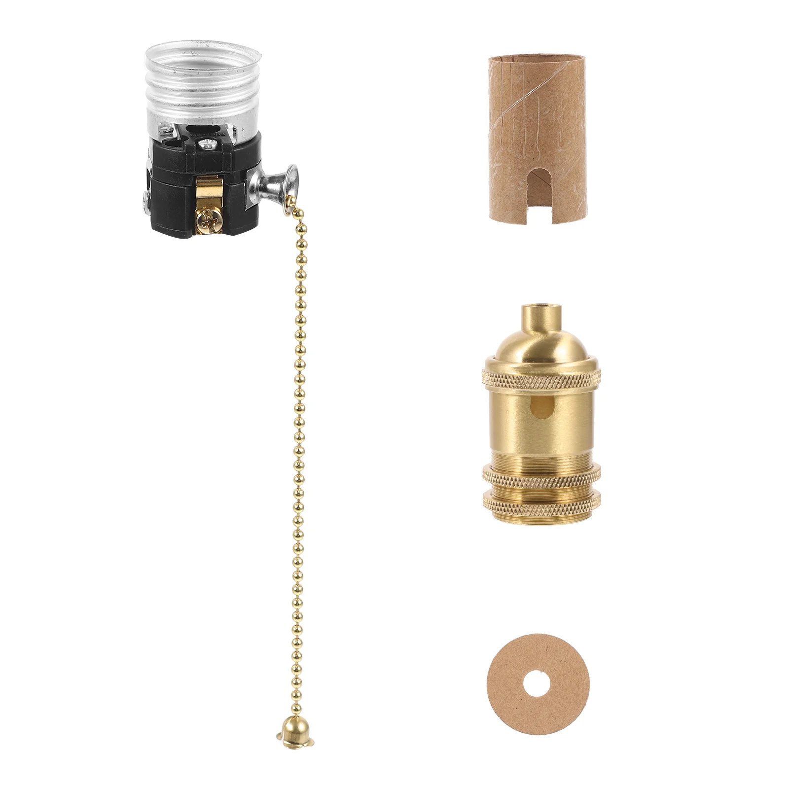 

Pure Copper Lamp Holder Accessory Pull Base Ceiling Light Fixture Lights Chain with Vintage Pullswitch Socket Replacement