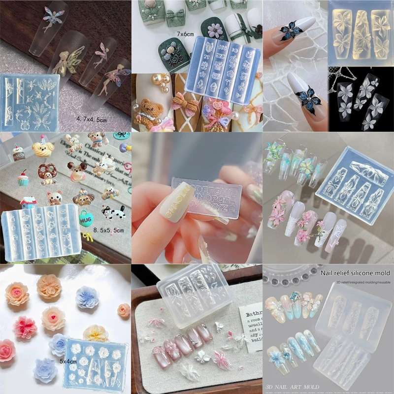 Resin Art Templates Free - Силиконовые формы для ногтей 3D: цветы,