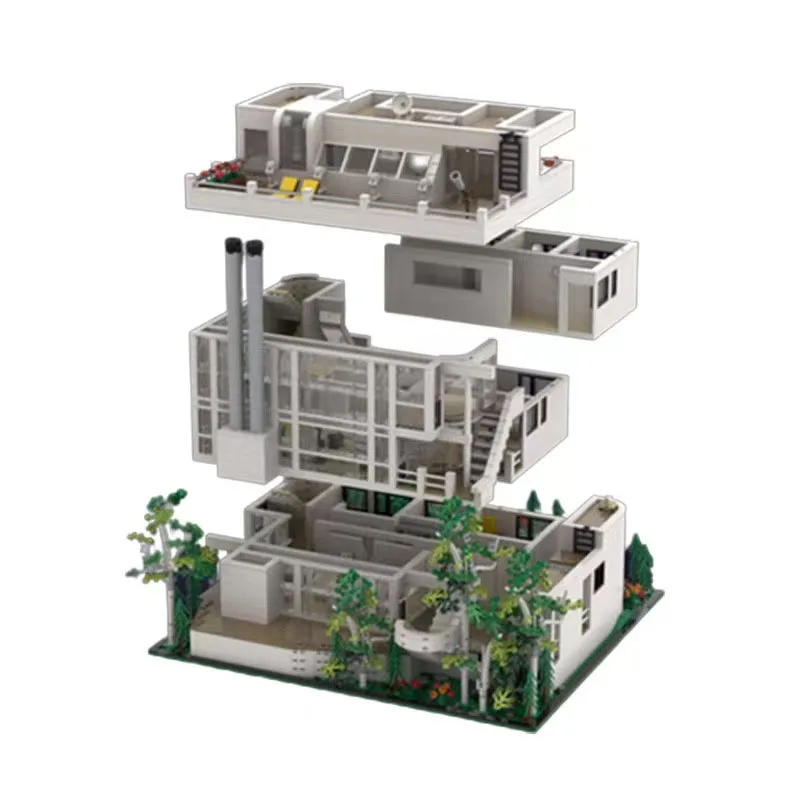 MOC-94307 Douglas House of Richard Meier ulica miasta widok cegły montażowej Model 5283 części personalizowany prezent zabawka urodzinowa dla dzieci