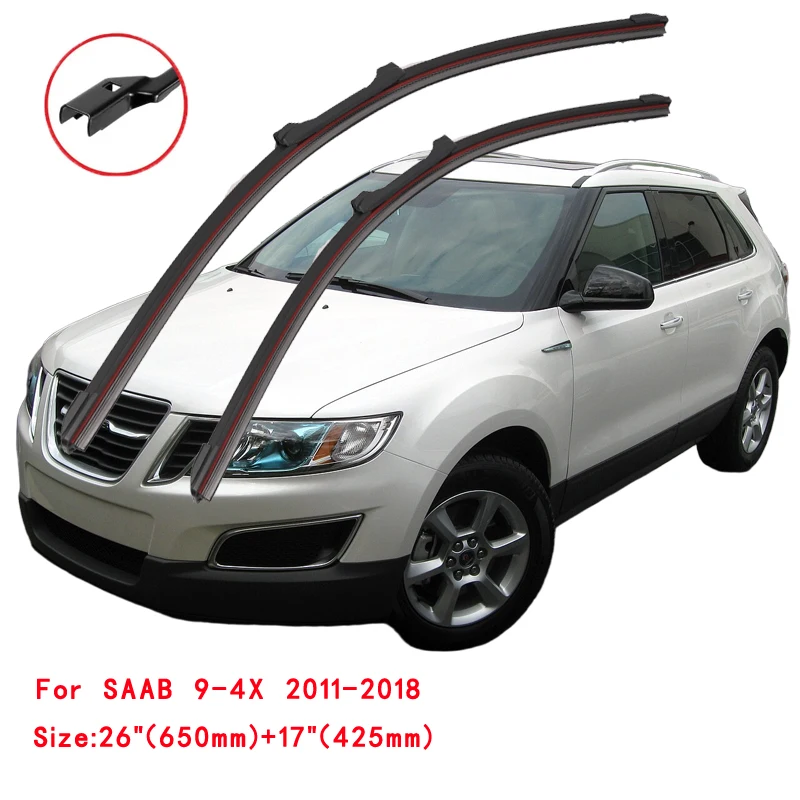 For SAAB 9-4X SUV XWD 2011 2012 2015 2016 2017 2018 Red Blue Yellow Car Brushes Double Rubber Windshield Wiper Blades
