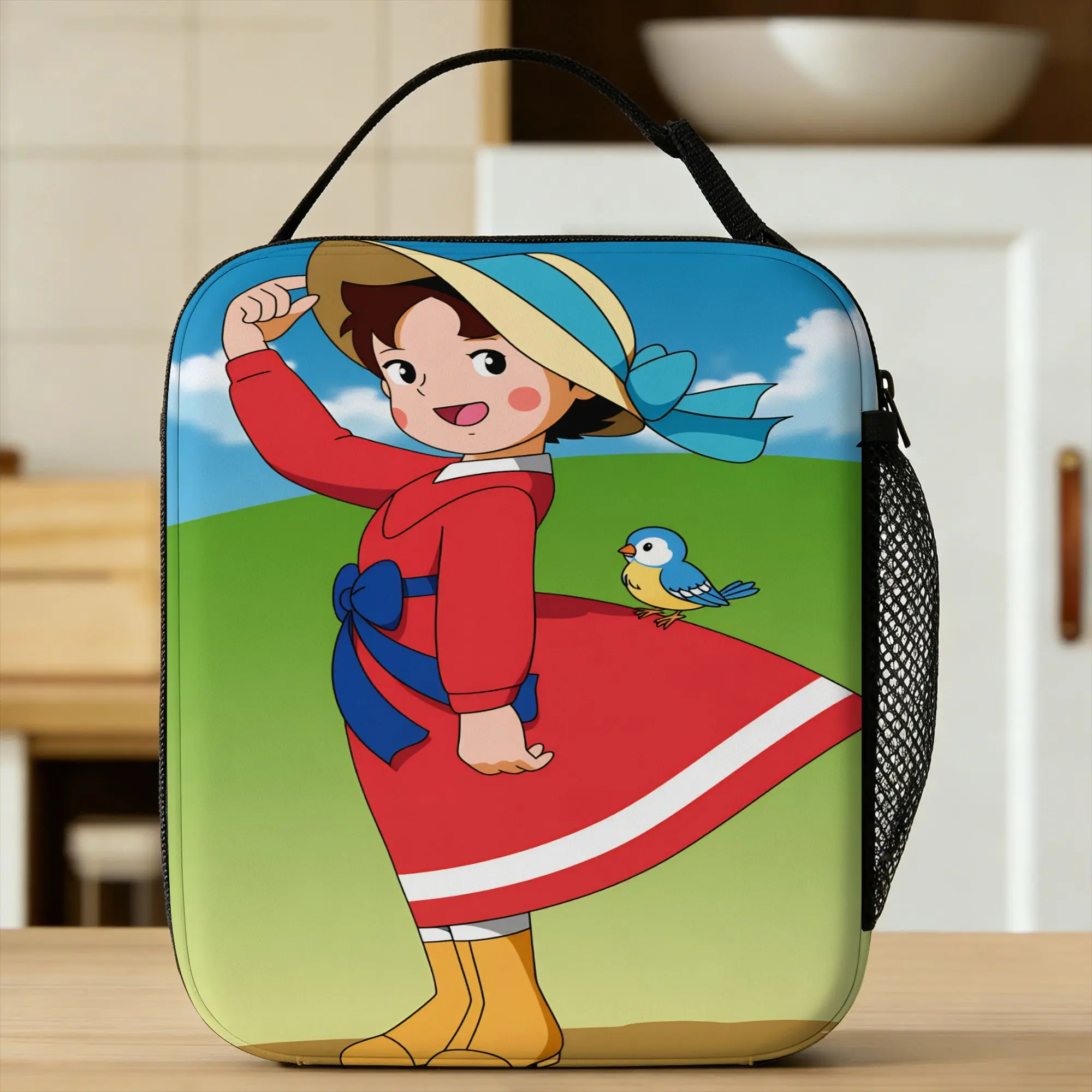 Happy Heidi Lunch Bag  Convenient Lunch Box Unisex Travel Custom Cooler Bag Casual Oxford Thermal Lunch Bags