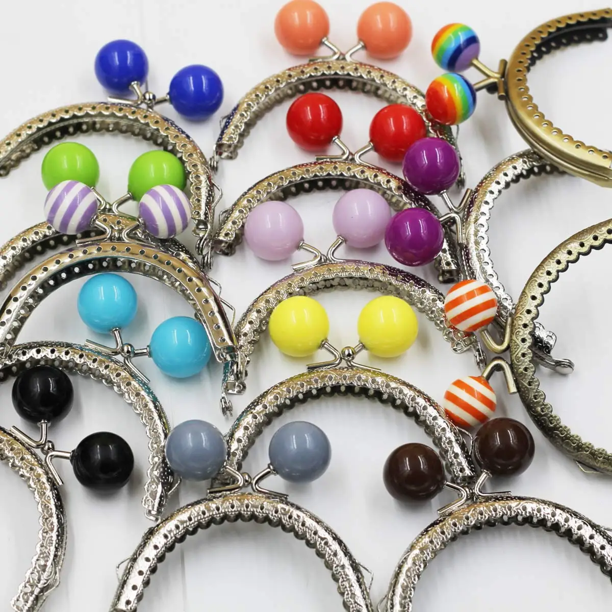 10PCS Mixed Semi-circle Purse Frames Kiss Clasps Buckles Locks 8.5cm Round Ball Head DIY Sewing Handwork Clutch Bag Hardware
