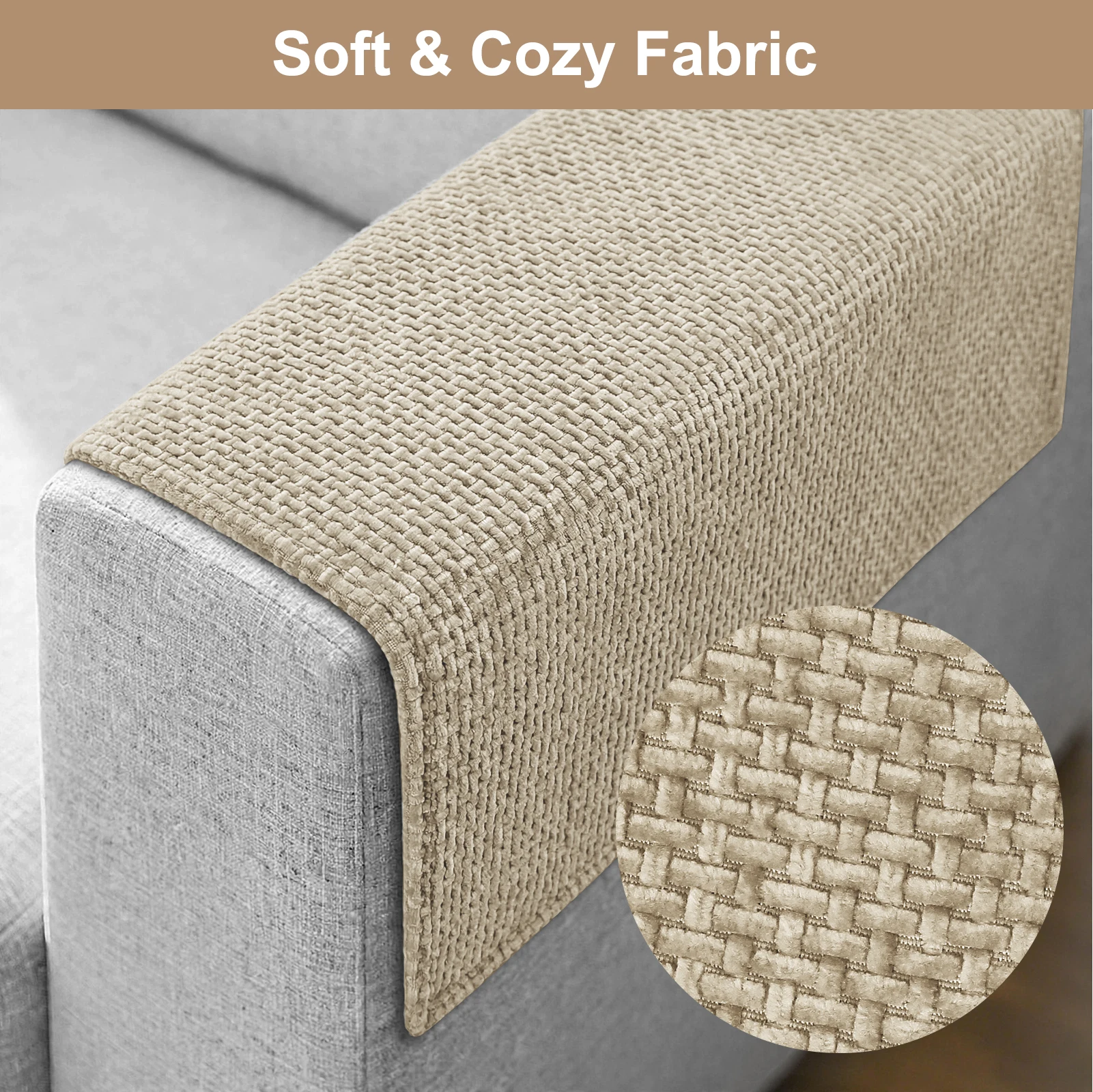 Set of 2 Chenille Couch Arm Cover Sofa Armrest Towel Anti Slip Durable Couch Side Cover Recliner Chair Arm Cover Headrest Cover