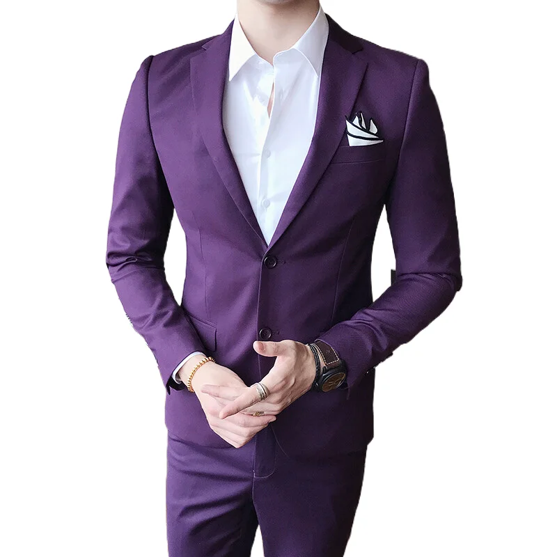 

men Slim fashion Formal Suit 2Pcs Set Wedding Prom Suit Tuxedo Fit Men Business Work Wear Suits Groom wedding dress (coat+Pants)