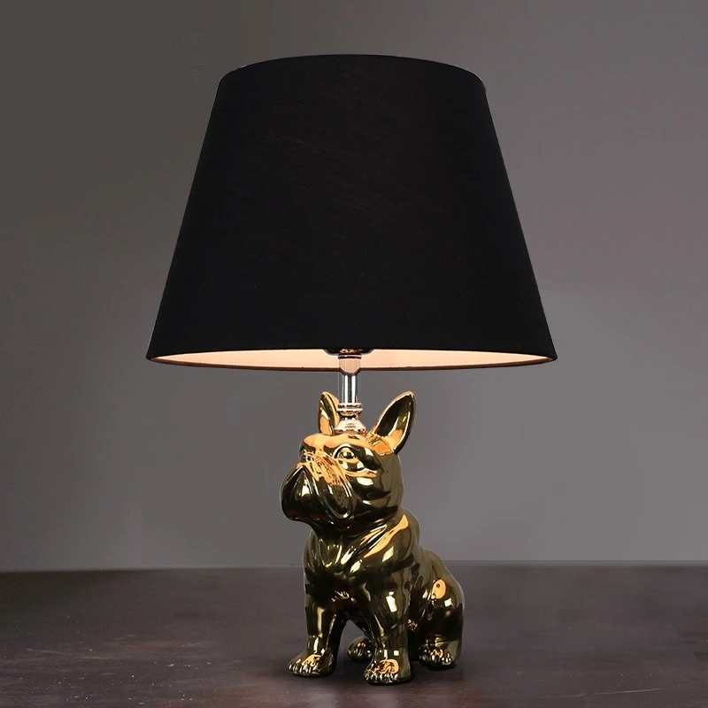 Postmodern Nordic Ceramic Puppy Desk Lamp Minimalist Fashion Creative Bedside Light for Bedroom Study Home Decoration Lighting