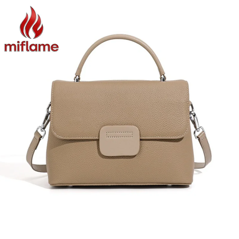 Genuine Leather Shoulder Bag for Women Full Grain Leather with Detachable Strap Logo-Free Quiet Luxury Crossbody Bag