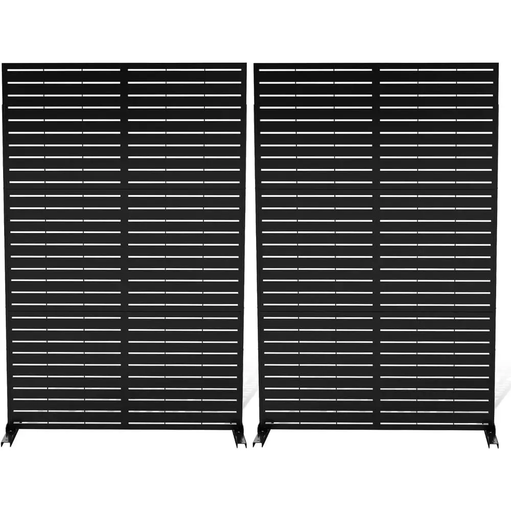 Outdoor 2-Piece 72 High x 47 Wide Louvered Privacy Screen Set for Patio, Garden, or Balcony - Black