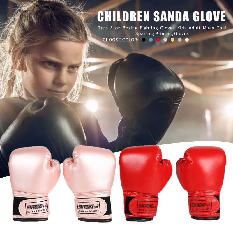 Boxing Training Fighting Gloves PU Leather Kids Breathable Muay Thai Sparring Punching Karate Kickboxing Professional Glove