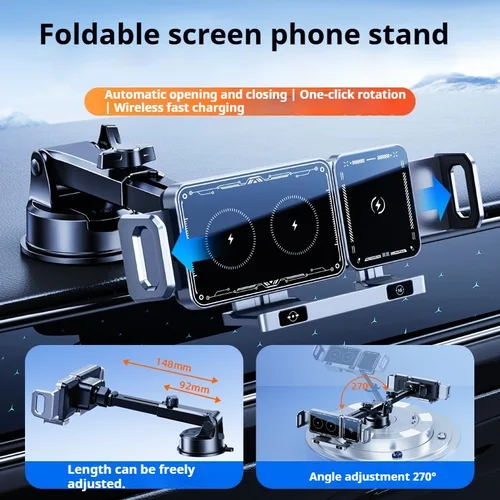 Imagen 2 del producto Cargador de coche inalámbrico Eary de 15W para Samsung Z Fold 7 6 5 soporte de teléfono para salpicadero de ventilación de aire de carga rápida para iPhone 16 Pro Max