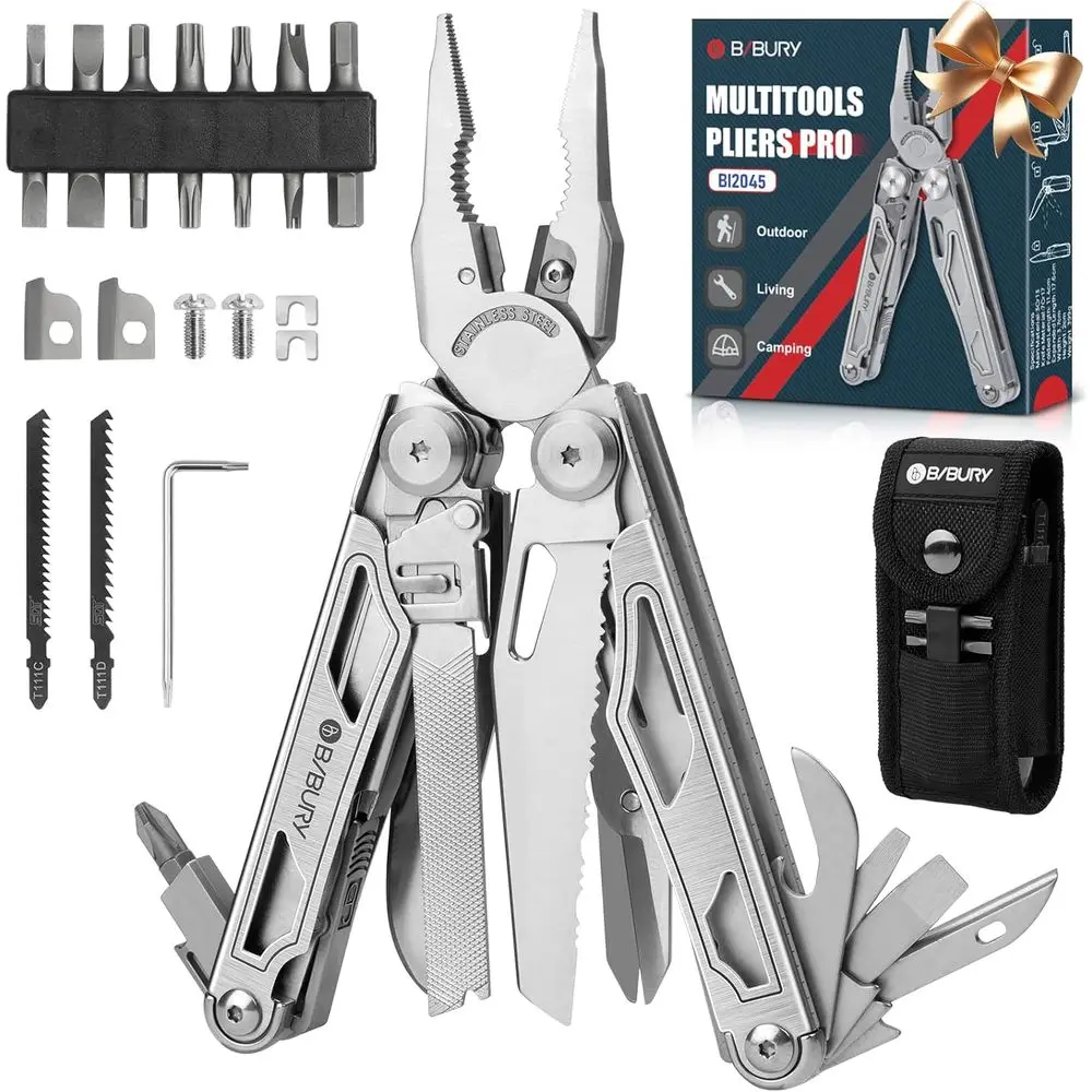 

Portable Multi-Tool with Replaceable Wire Cutters and Saw, Stainless Steel, Perfect for Camping, Hiking, and Survival
