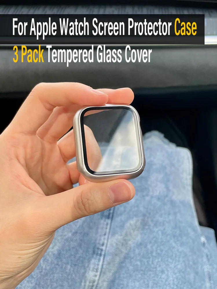 3 Pack Tempered Glass Cover for Apple Watch Screen Protector Case 9 8 7 6 5 4 3 SE 40MM 41mm 46mm 45mm 10 42mm 38mm Accessories