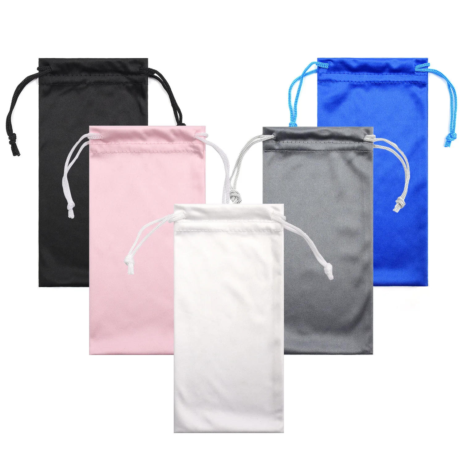 5pcs Soft Microfiber Sunglass Pouches Drawstring Eyewear Carrying Bags Portable Dustproof Protective Eyeglass Storage Bag