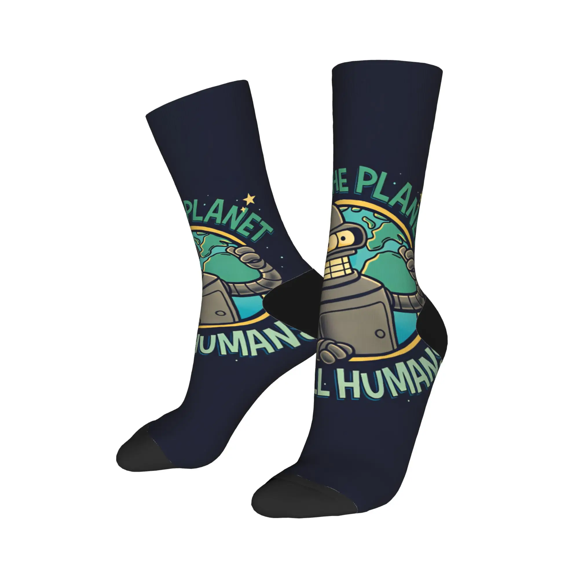 Futuramas Cartoon Comic Socks Spring  Stockings Funny Men Warm Soft Socks Custom Running Sports Anti Sweat Socks