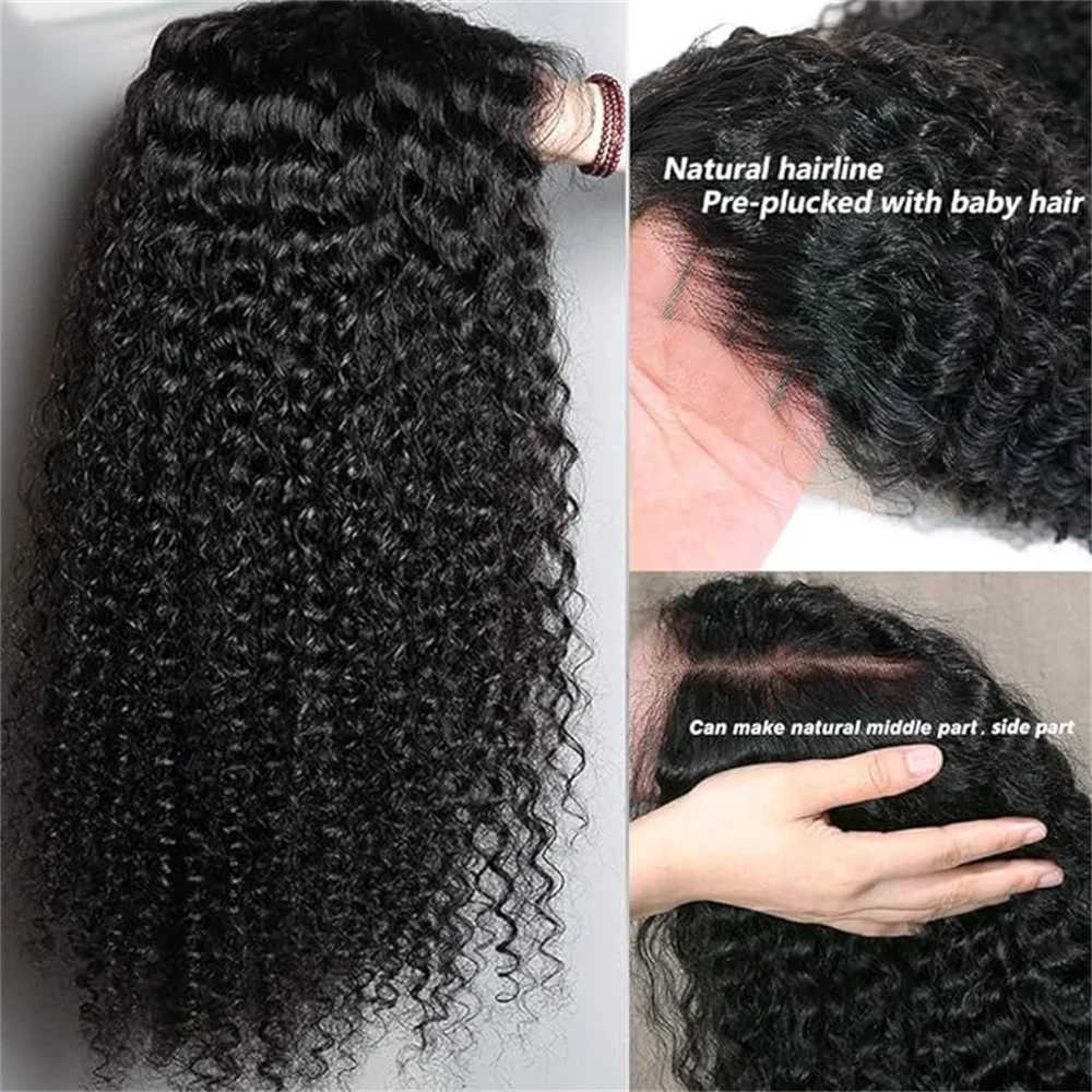 Put On And Go 4x4 Bob Lace Front Wigs 180% Density Kinky Curly Pre Cut 4x4 Lace Closure Wig Kinky Curly Glueless Wigs