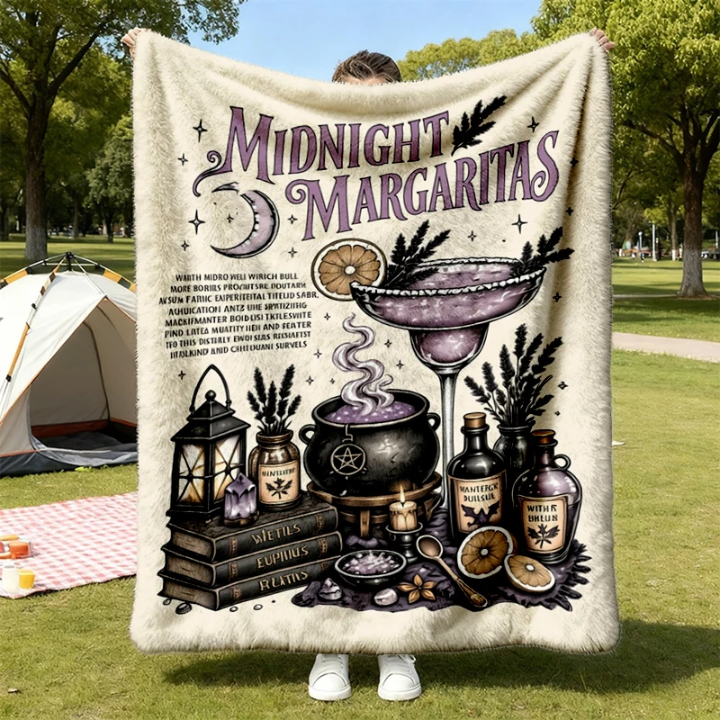 Vintage Midnight Margaritas Two Side Flannel Blanket, Practical Magic Throw, Owens Sisters Halloween Gift