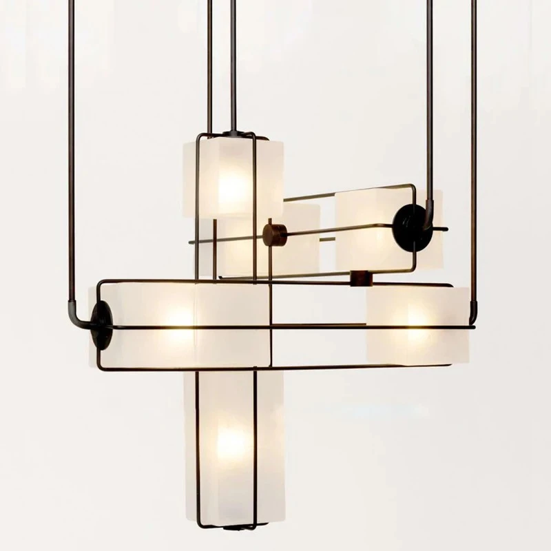 

MZISOSOD for Hotel Lobby Pendant Light Modern Minimalist Square Ceiling Lamp for Study Tea Room Restaurant Decor Lighting