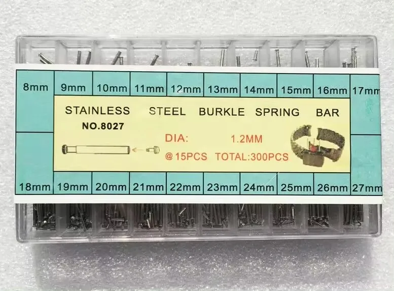 300pcs 8mm to 27mm Watch Band Friction Pins for Clasps with 1.2mm Head