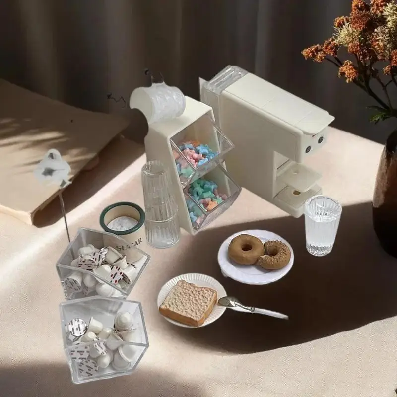 Conjunto de jogo de cozinha para casa de bonecas em escala 1/6 em miniatura: 1 peça de saco de chá/cápsula de café caixa de armazenamento acessório de boneca