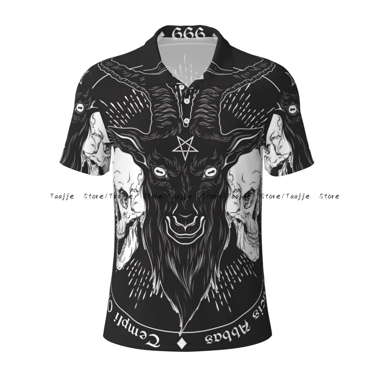 Men's Polo Shirt Baphomet Demon Goat Head Business Casual Lapel Short Sleeve T-shirt top