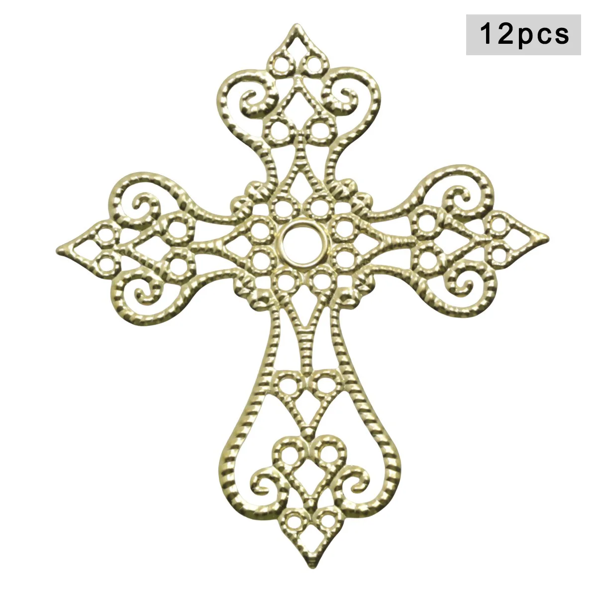 12pcs Filigree Cross Charms Pendants Tibetan Iron Findings Embellishments for DIY Necklace Earring Jewelry Making Accessories