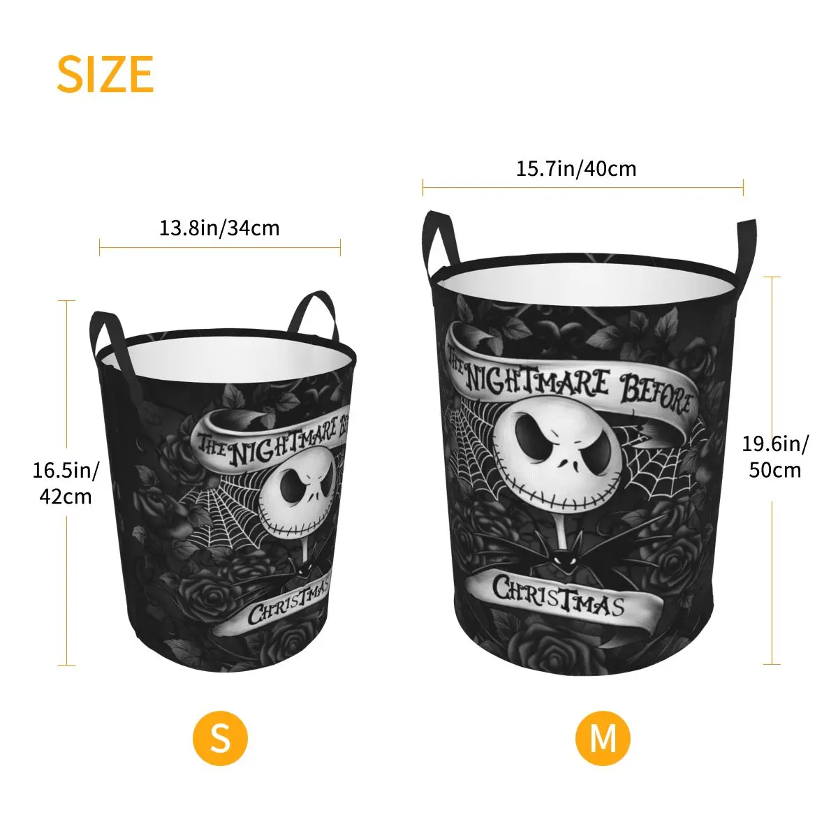 Custom The Nightmare Before Christmas Laundry Basket Collapsible Jack Skeleton Toy Clothes Hamper Storage Bin for Kids Nursery