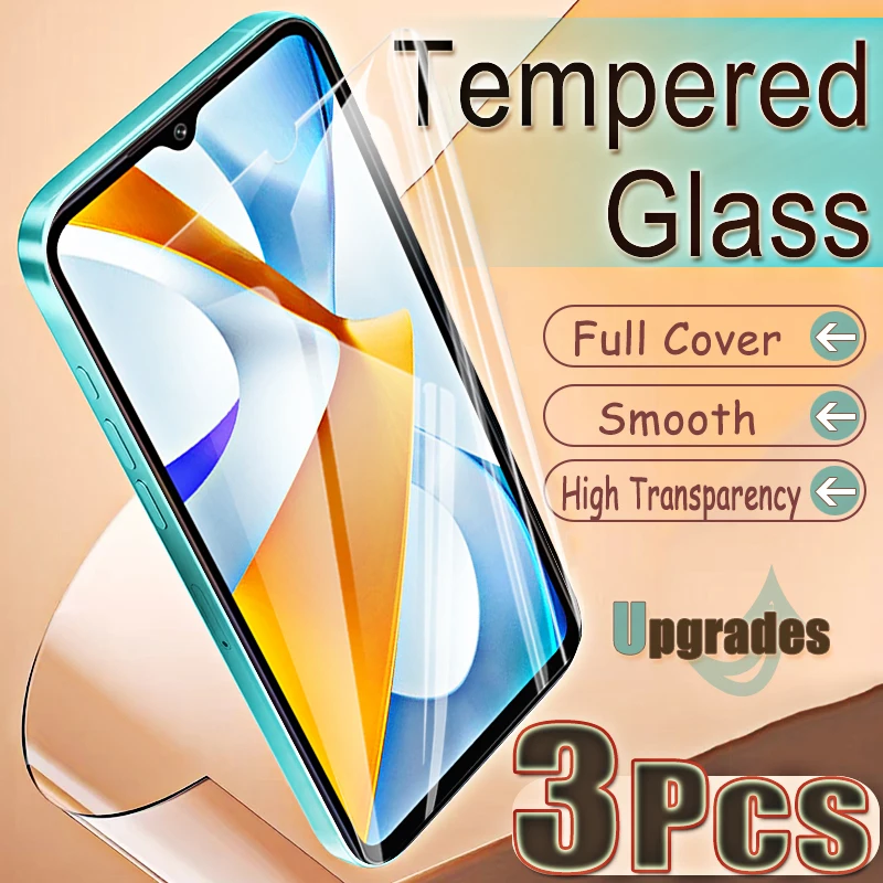 3 Stück 9H Fingerabdruck-Entsperrschutz aus gehärtetem Glas für Xiaomi Poco C40 C 40 Anti-Explosion HD-Displayschutzfolie mit vollständiger Abdeckung