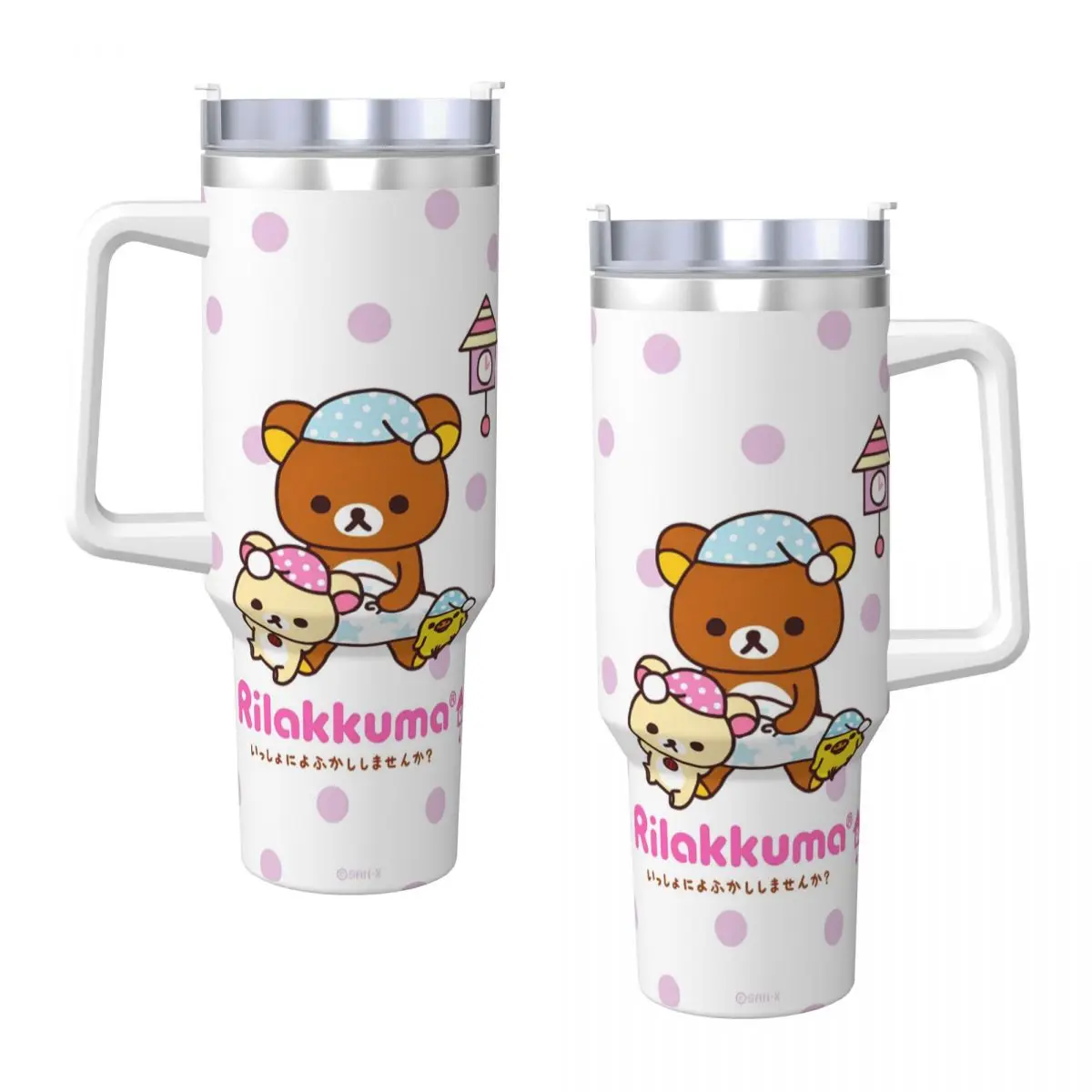 Rilakkumas Tumbler Easy Bear Cold and Hot Water Bottle Heat Preservation Stainless Steel Coffee Mug Custom Travelist Car Mugs