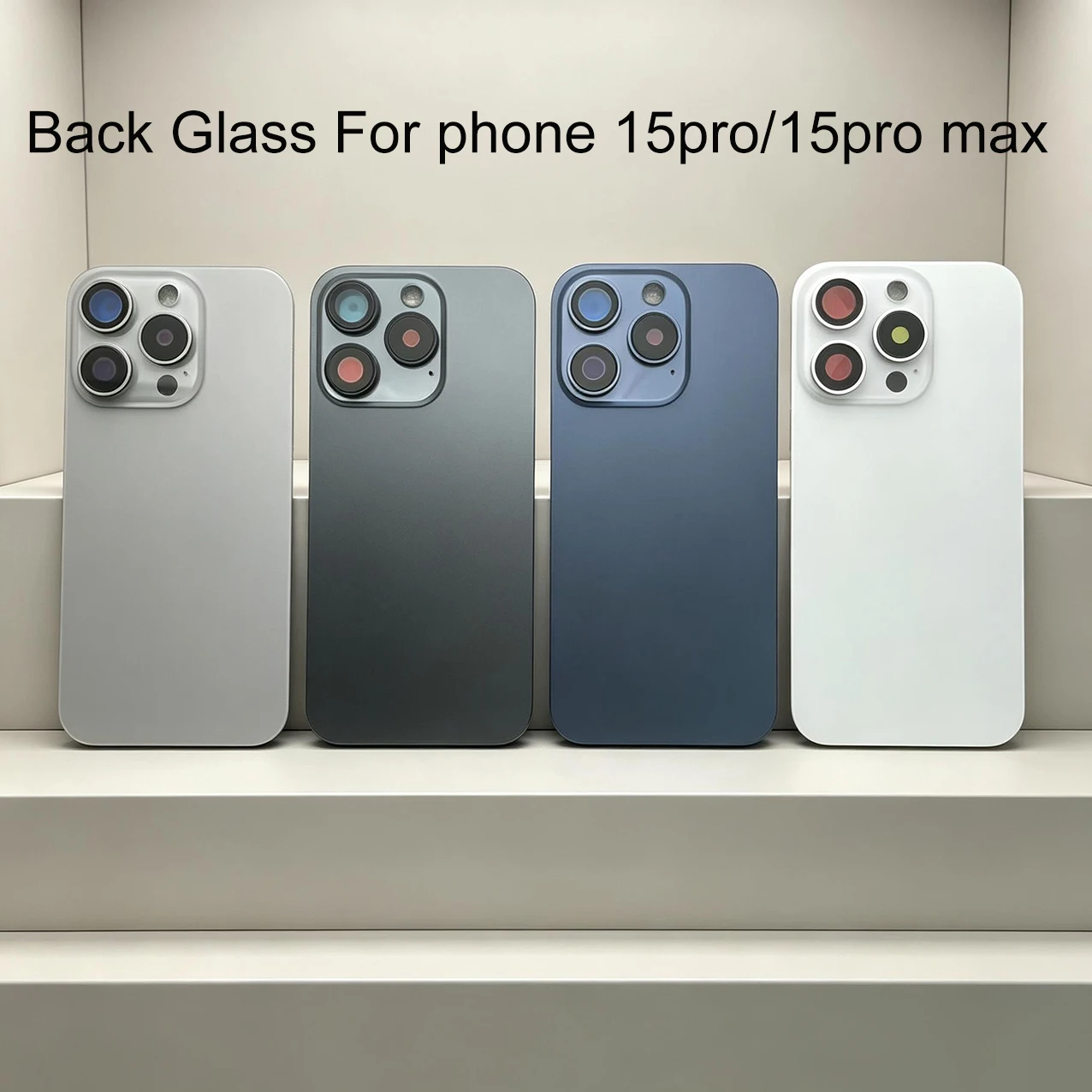 1 Stück Rückglas für iPhone 15 Pro/15 Pro Max, Rückglasplatte, Akkuabdeckung, Ersatzteile, Rückgehäuse mit Kameralinse – Detail 1