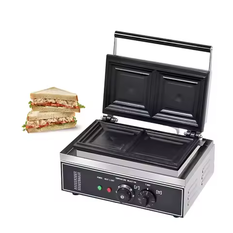 220V Commercial Kitchen Equipment Stainless Steel Sandwich Maker High Efficiency Easy Clean Sandwich Maker