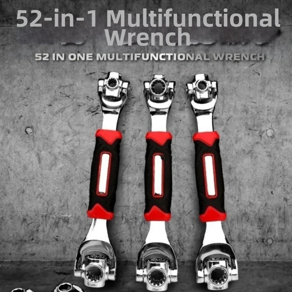 

360 ° Вращающийся торцевой ключ 52-в-1, шлицевые болты, рукава, ручные инструменты, универсальная шестиугольная вращающаяся головка с храповым механизмом, обслуживание дома