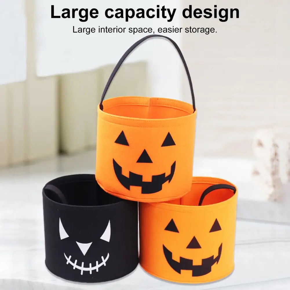 

Игрушки для трюков на Хэллоуин, ведро для конфет из фетра, ведро для конфет на Хэллоуин, ведро с тыквой и ручкой для декора вечеринки, для хранения подарков